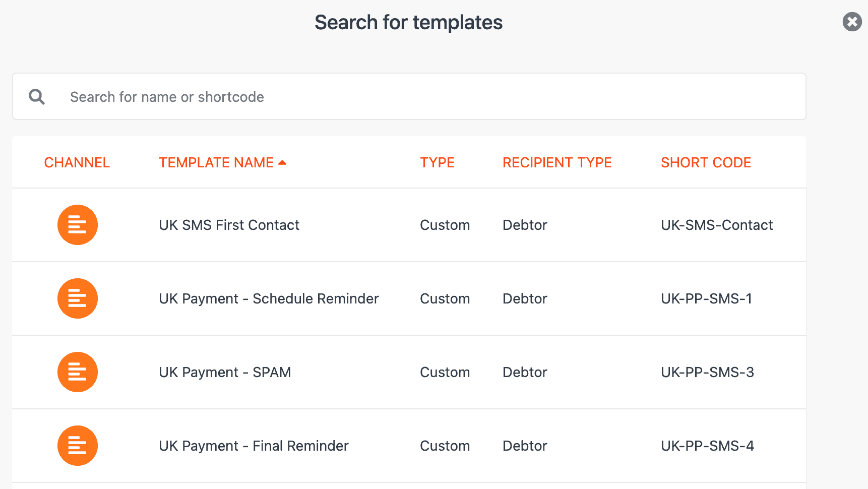 CollectIC Template search